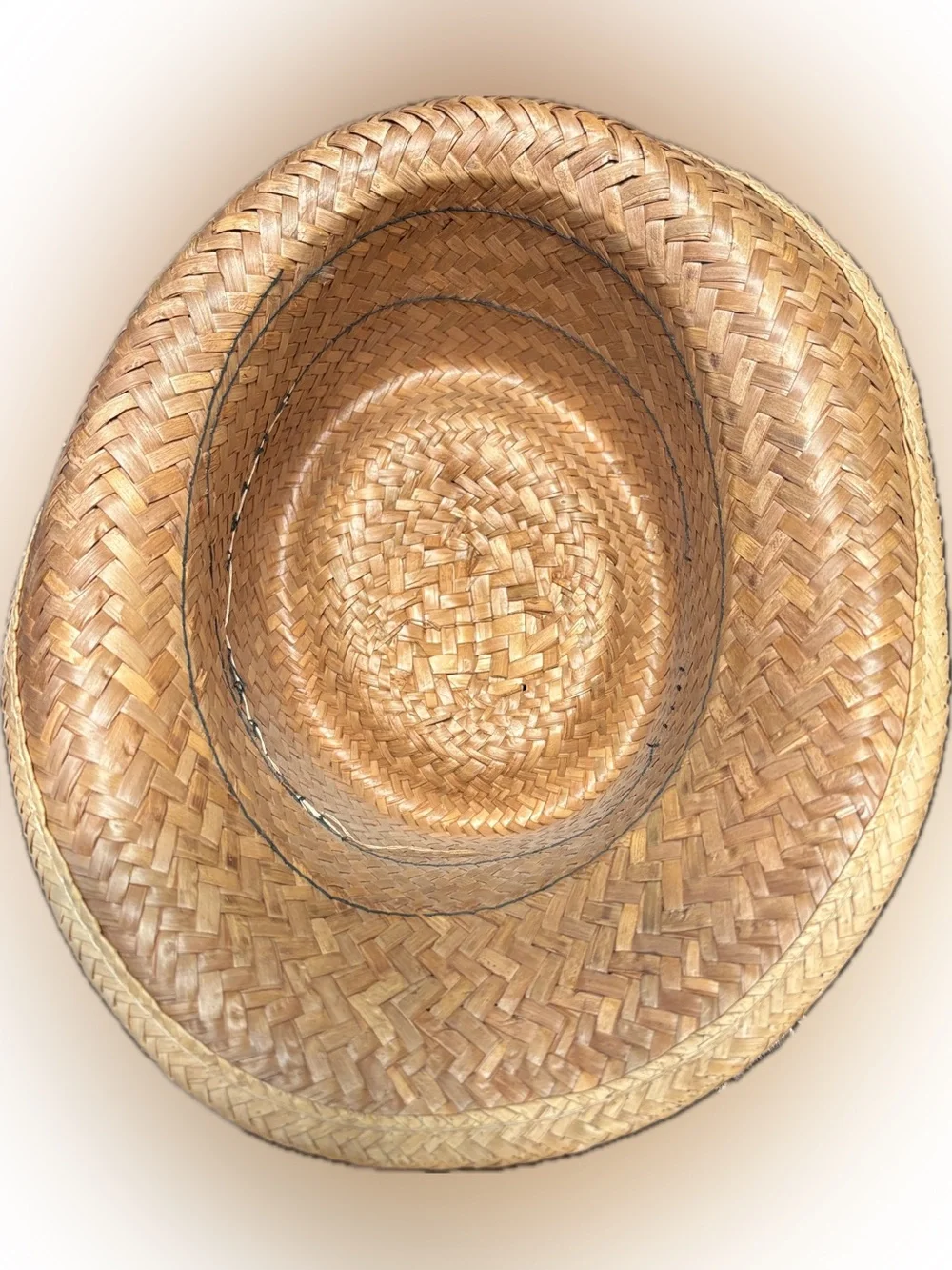 RARE FIND - 1960’s Novelty Charm Trim Straw Fedora Hat Red Paisley Bandana - S
